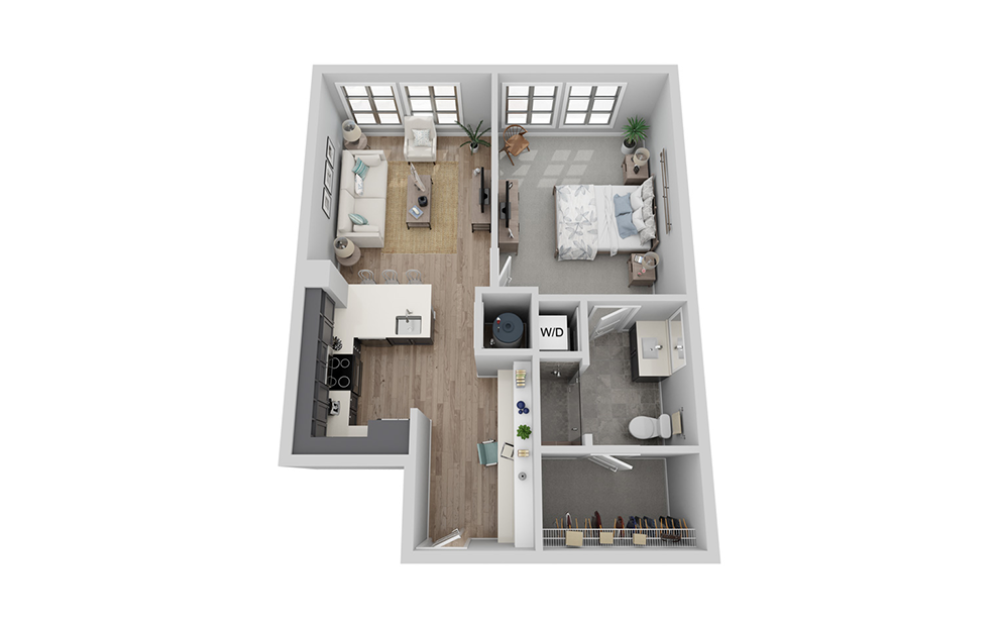 A-1B1 floor plan - 1 bed, 1 bath - Carolina Square Apartments in Chapel Hill, North Carolina