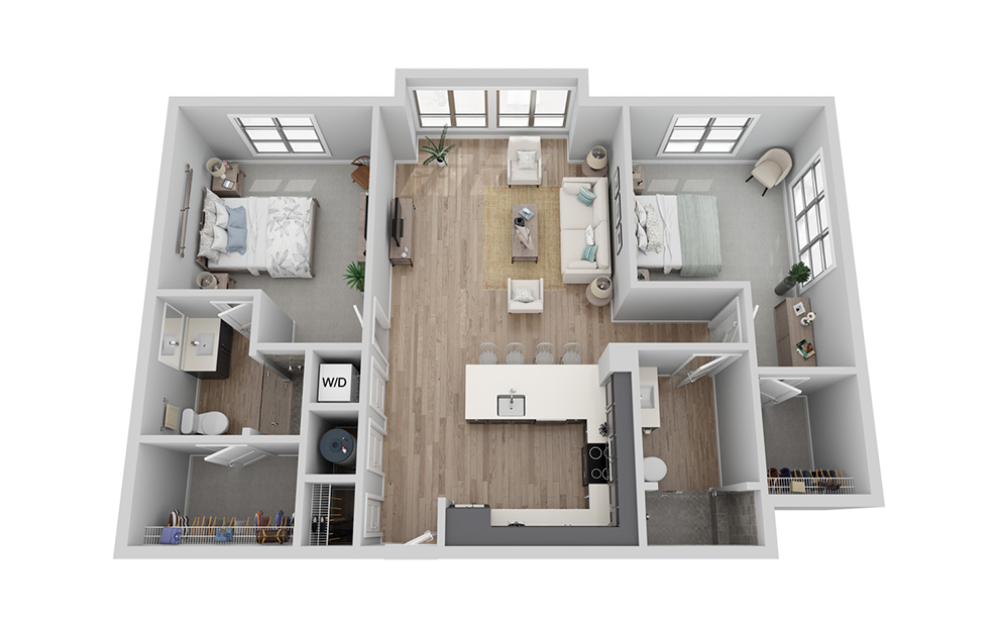 A-2B1 floor plan - 2 bed, 2 bath - Carolina Square Apartments in Chapel Hill, North Carolina