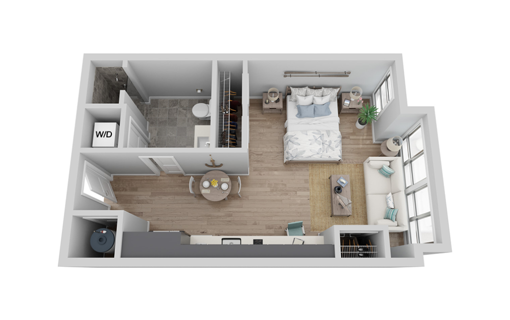 A-SA2 floor plan - studio, 1 bath - Carolina Square Apartments in Chapel Hill, North Carolina