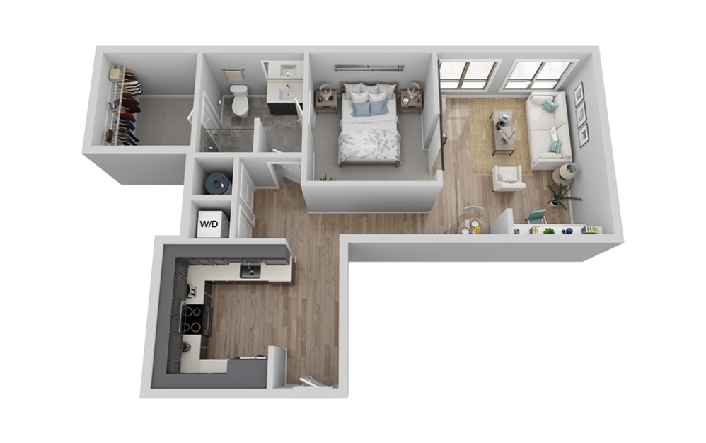 B-1B1 floor plan - 1 bed, 1 bath - Carolina Square Apartments in Chapel Hill, North Carolina